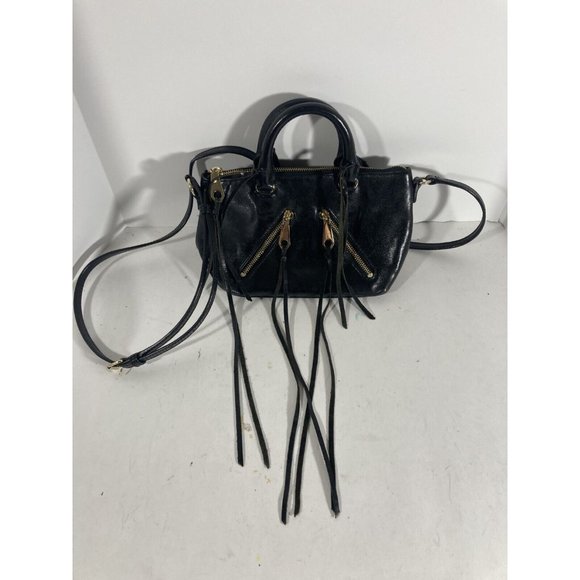 Rebecca Minkoff small Crossbody Bag Black Leather 9x6x3 Little Worn Overall Good - Picture 1 of 5